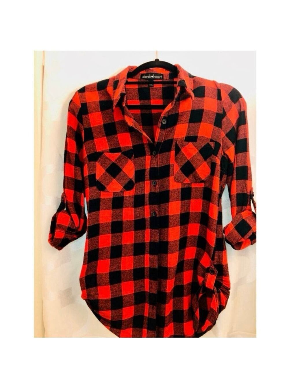 Buffalo Plaid Red and Black Button Down Flannel Shirt S - Picture 1 of 11